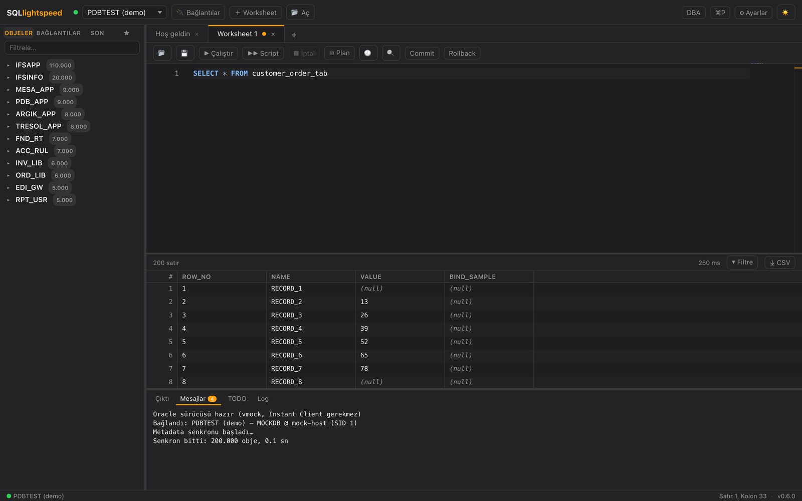 SQLlightspeed worksheet